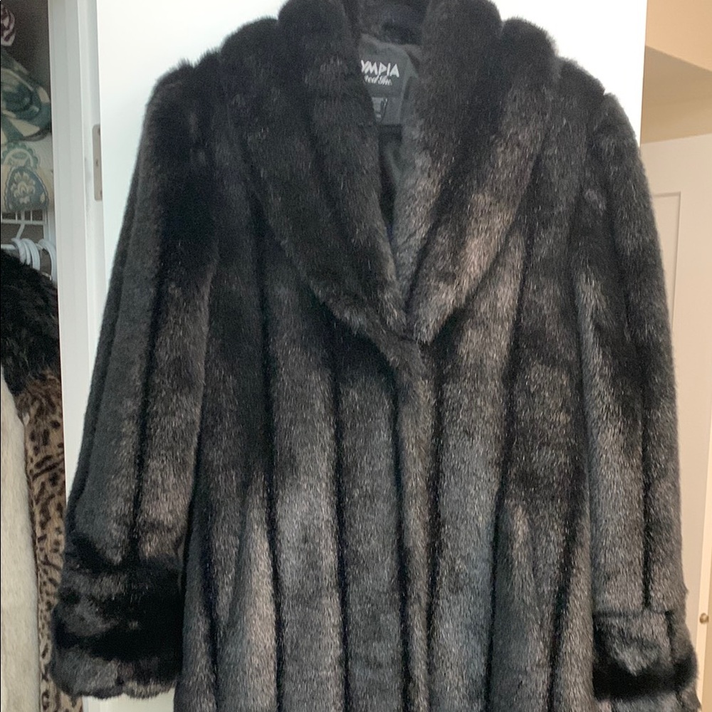 Luxurious Black Faux Fur Coat